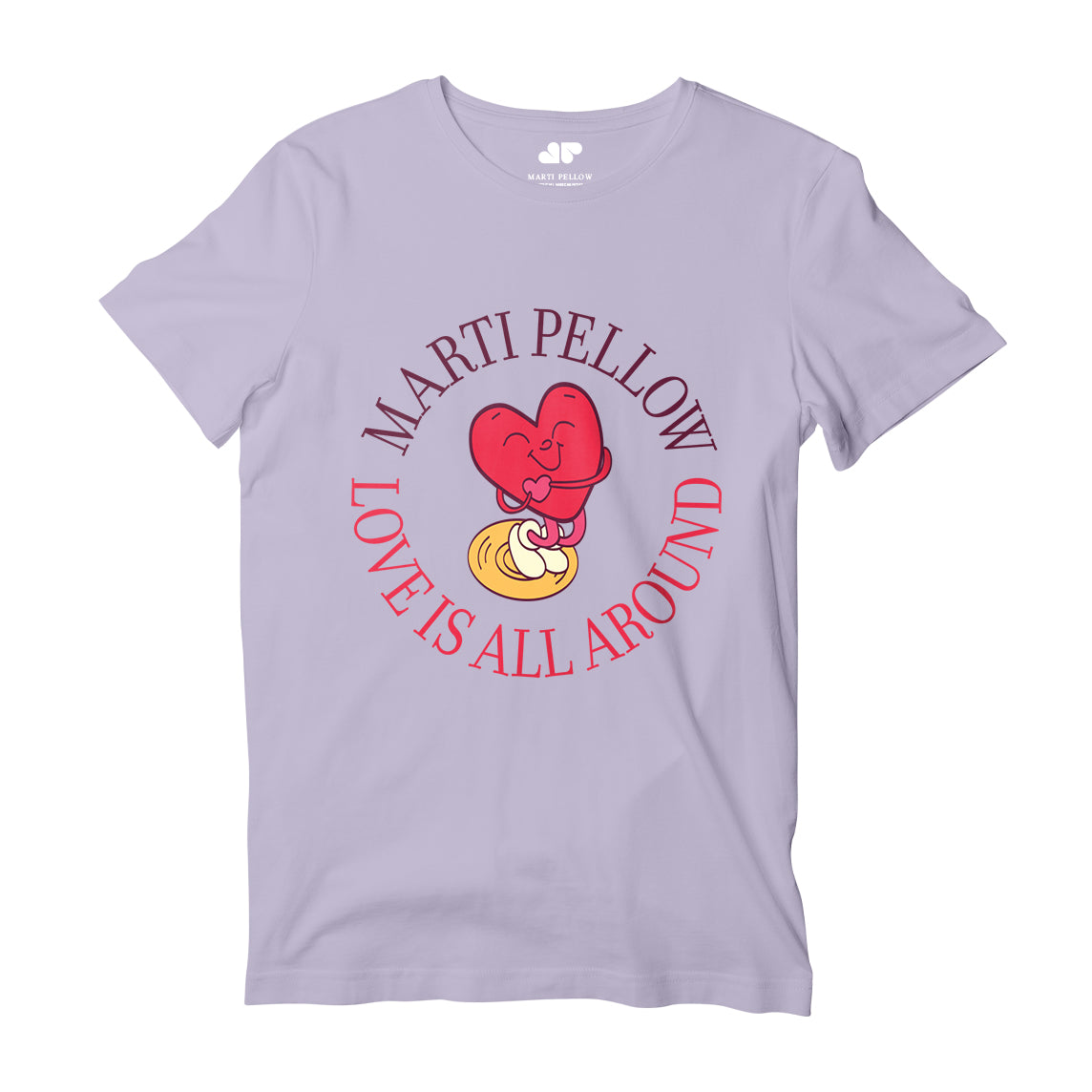 Love is All Around Heart T-Shirt Lilac