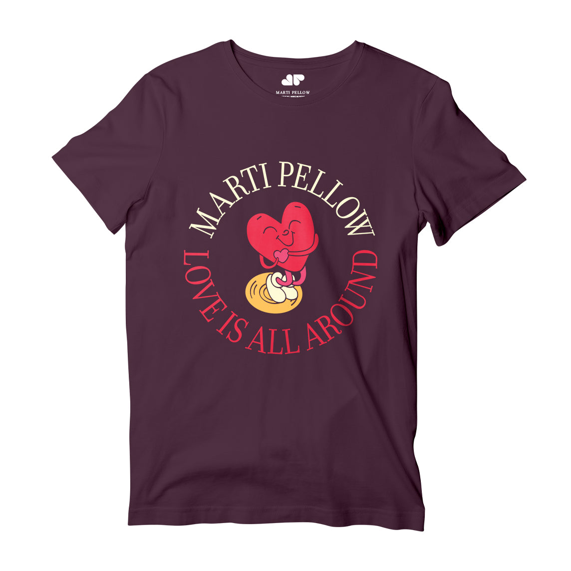 Love is All Around Heart T-Shirt Plum